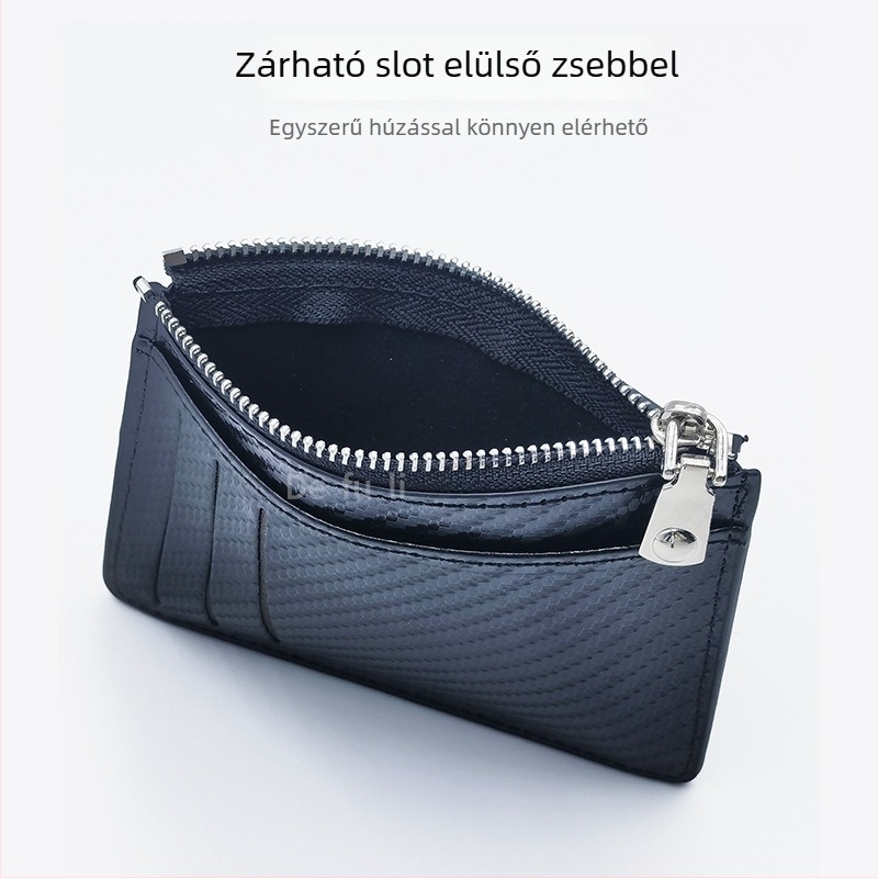 Defuli PU kártyatartó pénztárca, több kártyahellyel, cipzáras zárás, lopás elleni és mágnesvédelmi védelem