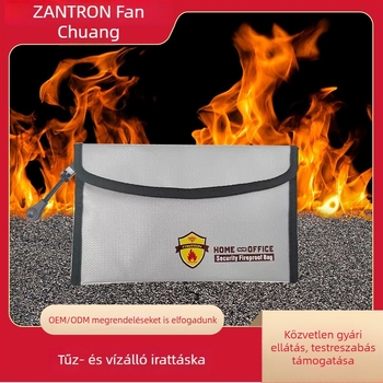 Tűz- és vízálló power bank és dokumentum tároló táska robbanásbiztos védelemmel, cipzárral