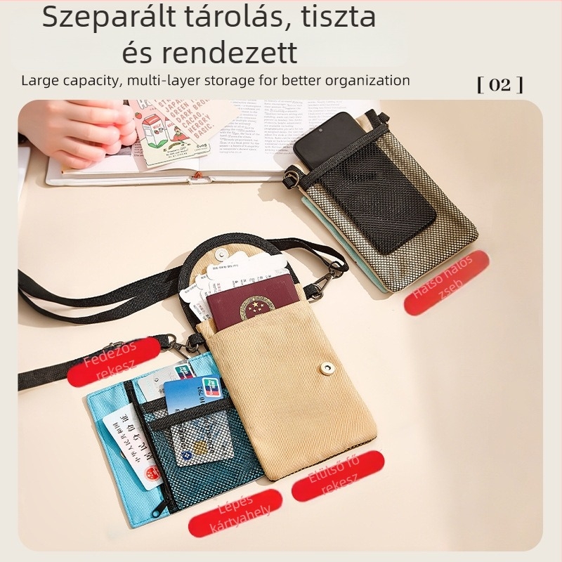 Tároló táska Oxford anyagból és hálószövettel, azonosító- és bankkártya rendező, kézitáska stílusú, multifunkcionális, hálószobai használatra