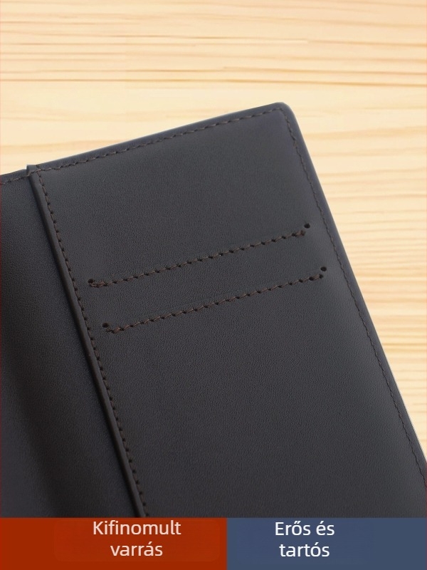 Ügyvéd azonosító- és dokumentumtartó, első réteg bőrből, ultra vékony, kártyatartóval