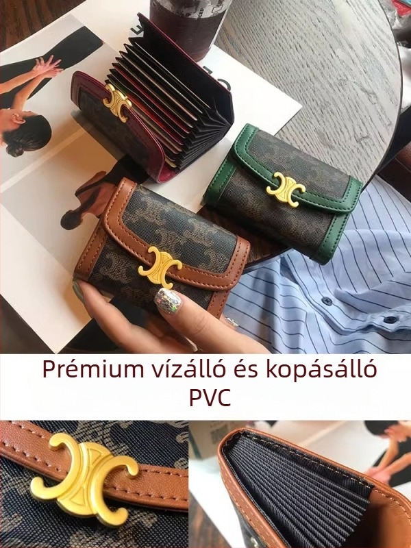 Nőknek készült kártyatartó, PVC, csíkos mintázat, városi minimalist stílus, nagy kapacitású, több kártyahely