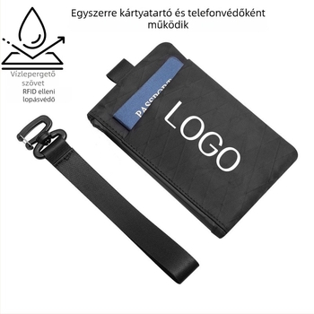 RFID-védett kártyatartó pénztárca érmetartóval, mini táskával és telefontartóval – poliészter, kockás minta, vízálló és ultrakönnyű, uniszex