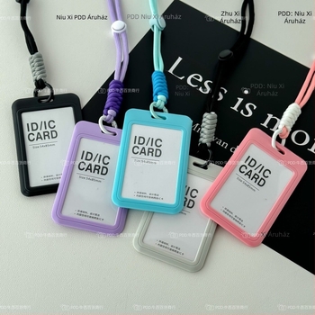 Kártyatartó nyakpánttal – album-stílus, műanyag, kreatív kialakítás