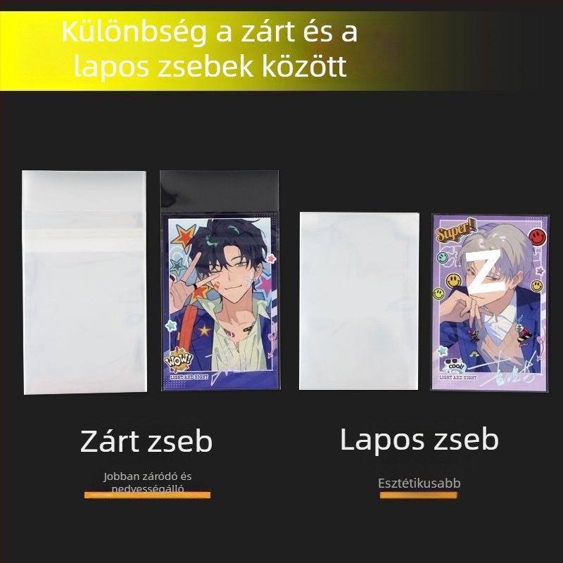 CPP átlátszó kártyatartó tok idol fotókhoz, 0,1 mm vastag, sík nyílás