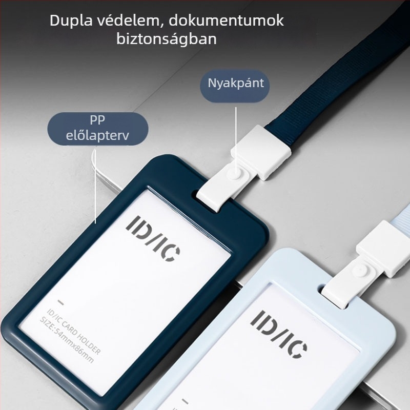 Deli PZ30 kártya készlet nyakpánttal, azonosító kártya tartó, műanyag, modern minimalista stílus