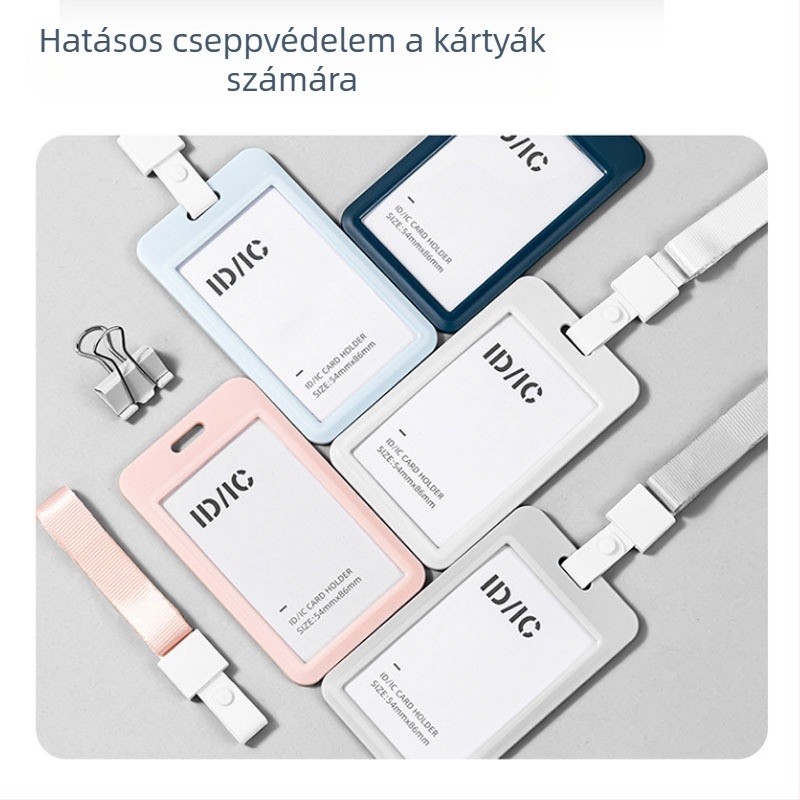 Deli PZ30 kártya készlet nyakpánttal, azonosító kártya tartó, műanyag, modern minimalista stílus