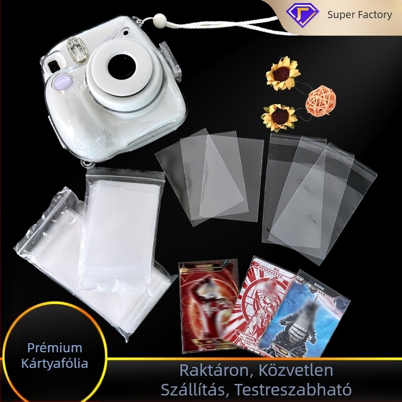Átlátszó azonosító kártyatartó kártyafóliával – Popcorn minta, koreai stílusú műanyag