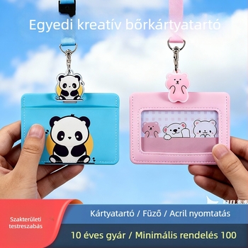PU imitációs bőrsártyatartó pánttal, rajzfilm stílus, több kártyahely, védőtok
