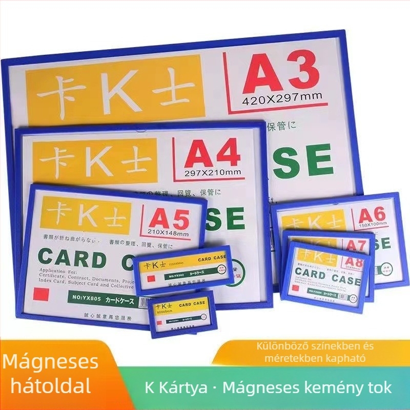 Áttetsző PVC kártyatartó mágneses kemény tok A3/A4 méretekhez