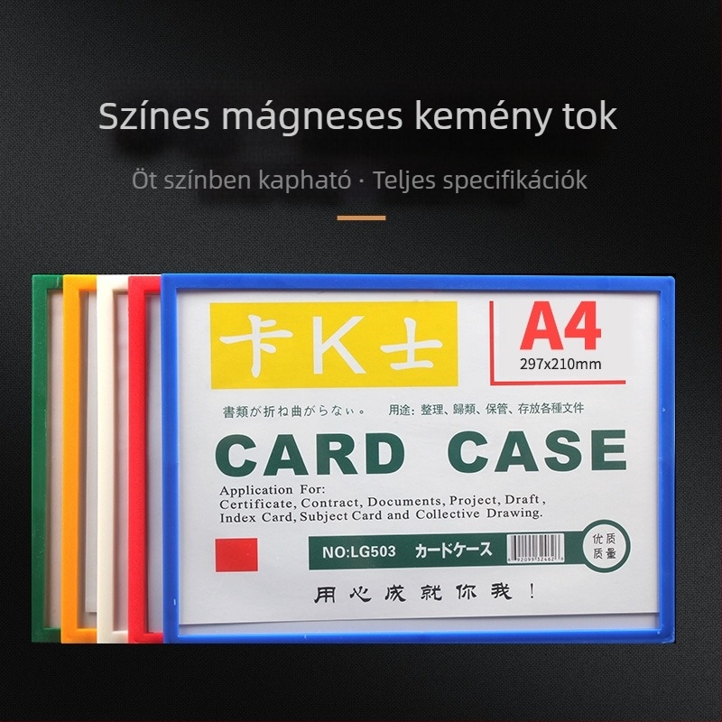 Áttetsző PVC kártyatartó mágneses kemény tok A3/A4 méretekhez