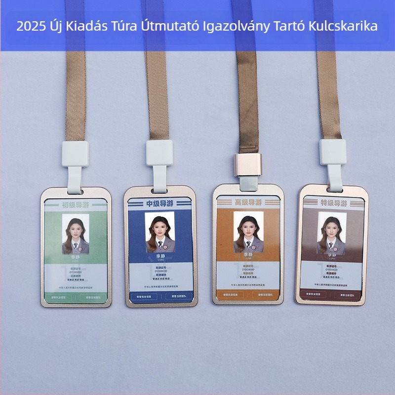 Kártyatartó nyakpánttal – PP anyag, Modern minimalista stílus, Turisztikai útikalauz elektronikus kártyája és munkakártya