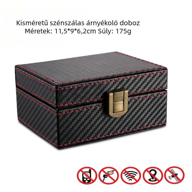 Szénszálas autókulcs-jelvédő doboz, 1 hajtogatásos dizájn, belső nanoárnyékoló réteg, RFID- és mobiljel védelem