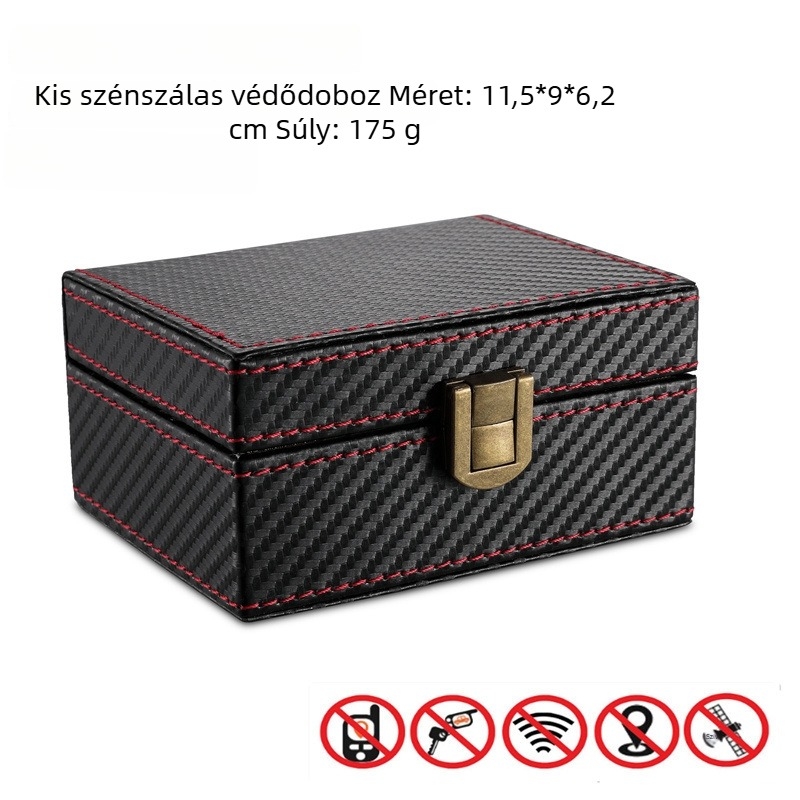 Szénszálas kulcstartó RFID-védelémmel, varrott kivitel, nanóbevonatos bélés