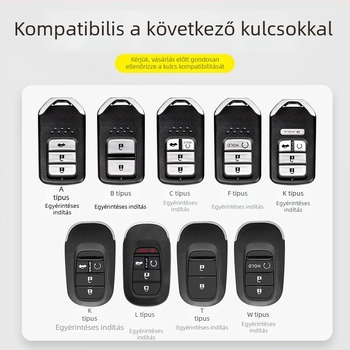 Honda kulcstartó tok cinkötvözetből készült lánccal és csattal, kompatibilis Civic, Accord, CR-V, HR-V, XR-V, BR-V és UR-V