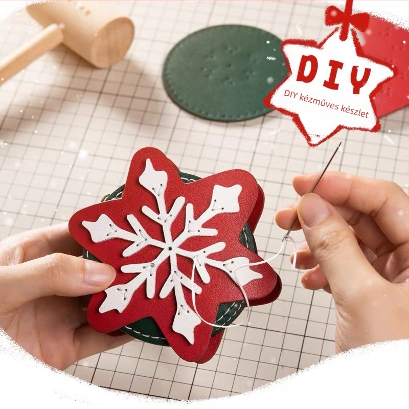PU bőrből készült érme-tárca, kerek formájú, cipzáras záródás, tájkép mintázat, Snowflake Coin Purse modell