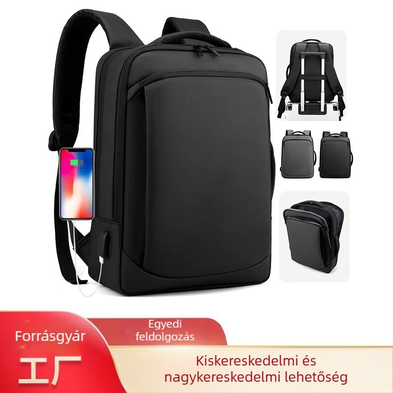 Férfi hátizsák nagy kapacitású (36–55 L), 15 hüvelykes laptophoz, Oxford anyagból, városi minimalist stílus, görbült vállpántok.