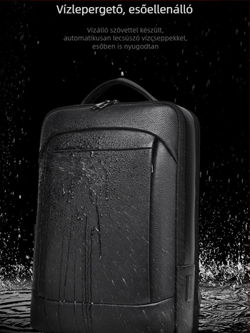 Férfi bőrből készült laptop hátizsák, első osztályú marhabőr, bővíthető, 20–35 L kapacitás, 16 colos laptophoz, ívelt vállpántok, Oxford bélés