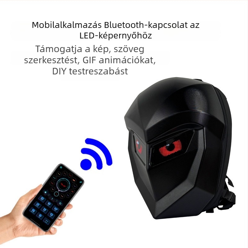 Motorkerékpár hátizsák LED-es világítással és Bluetooth-szal, kapacitás 20–35 L, ABS+PC anyag, 13 hüvelykes laptop-kompatibilitás