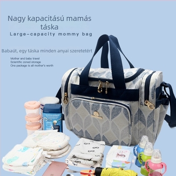 Nagy kapacitású kismama táska — Oxford szövet, poliészter bélés, vízálló, ergonómikus hátpanel