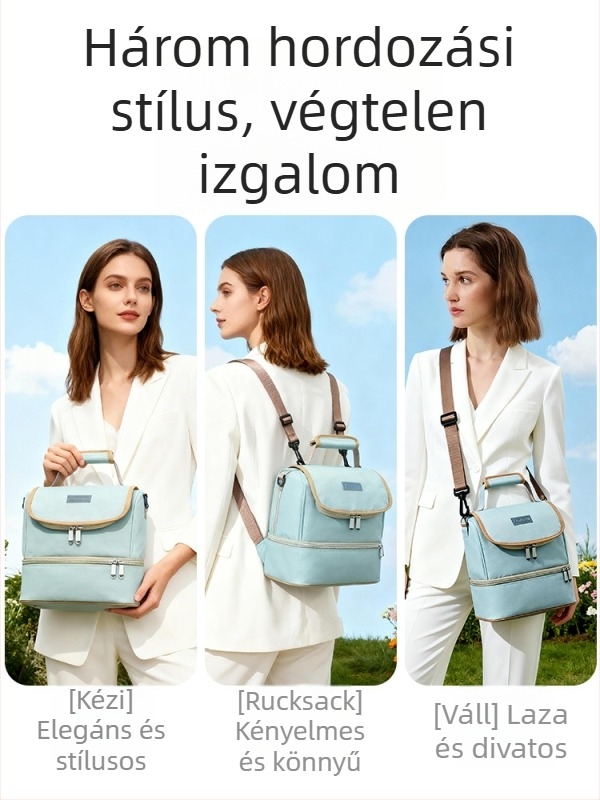Anyatej tároló hőszigetelt táska üveghez, dupla rétegű anya-baba táska, Oxford anyag, PEVA bélés, ívelt vállpántok