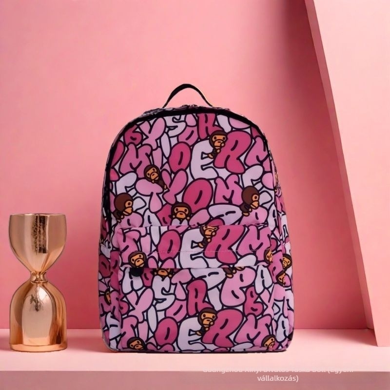 BAPE hátizsák rajzolt majom betűkkel, uniszex, mindennapi városi stílus, könnyű
