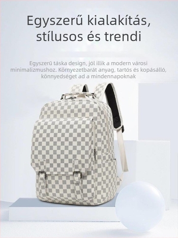 Férfi üzleti hátizsák nagy kapacitású, kockás minta, PU anyag, 20–35 L, 13 hüvelykes laptophoz, antibakteriális, üzleti elit stílus