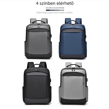 Uniszex üzleti laptop hátizsák, bővíthető, vízálló, Oxford anyagból, légpárnás vállpántokkal, kompatibilis 15‑inch laptophoz
