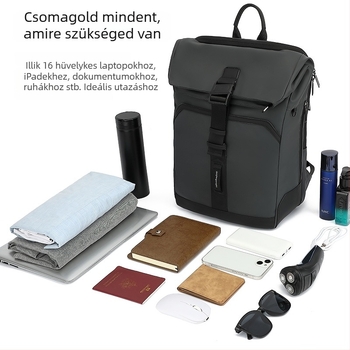 Roll-Top bővülő hátizsák üzleti utazásokhoz, vízálló nylon, 36–55L kapacitás, léggömbös vállpántok, multifunkcionális commuter hátizsák