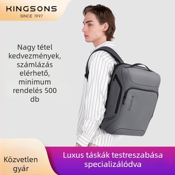 Kingsons Üzleti hátizsák ingázáshoz, poliészter anyag, kapacitás 20 L alatt, 15 hüvelykes laptop kompatibil, kopásálló és terheléscsökkentő funkció, kanyargó vállpánt