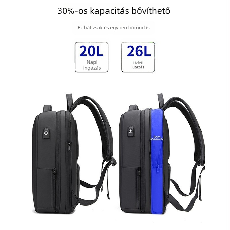 Kemény héjú laptop hátizsák EVA-külsővel – anti-lopás zár, vízálló membrán, lélegző vállpántok légráccsal, ABS anyag, 20–35 L kapacitás