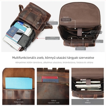 Férfiaknak szánt Crazy Horse bőrből készült hátizsák, első réteg tehénbőrből, kapacitás kevesebb mint 20 L, kopásálló, laptop táska üzleti használatra