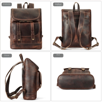 Férfiaknak szánt Crazy Horse bőrből készült hátizsák, első réteg tehénbőrből, kapacitás kevesebb mint 20 L, kopásálló, laptop táska üzleti használatra