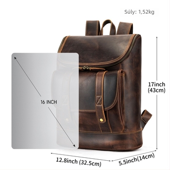 Férfiaknak szánt Crazy Horse bőrből készült hátizsák, első réteg tehénbőrből, kapacitás kevesebb mint 20 L, kopásálló, laptop táska üzleti használatra