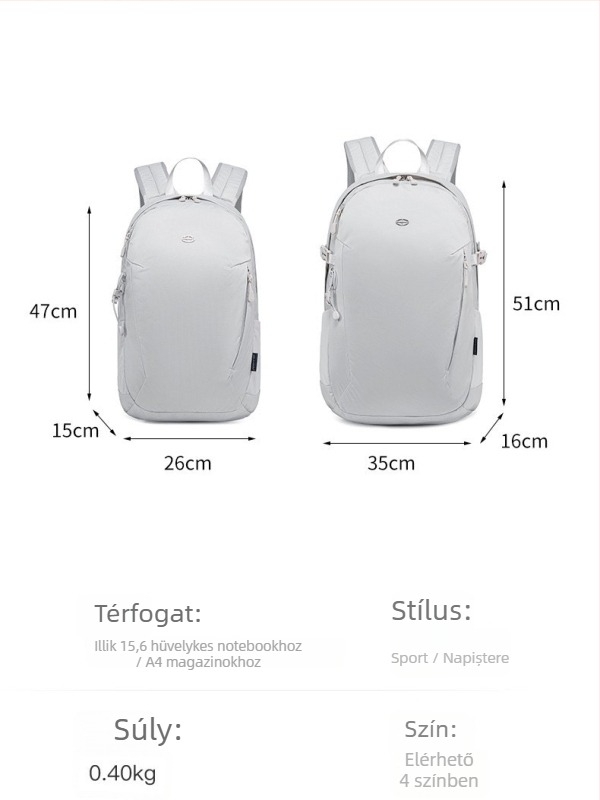 Nylon uniszex hátizsák szabadidőre és utazásokhoz, 15 hüvelykes laptophoz, kapacitás kevesebb mint 20 liter