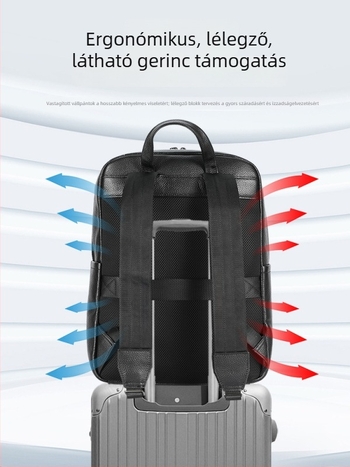 Elsőréteg bőrből készült üzleti laptop hátizsák, valódi bőr, 20–35 L kapacitás, vízálló, ívelt vállpántok