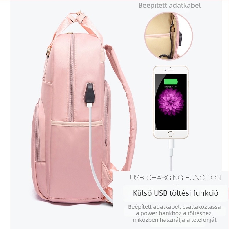 USB laptop hátizsák, 14–15,6 hüvelyk, uniszex, nagy kapacitású, divatos, vízálló