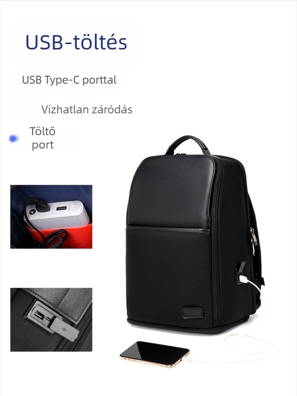 Férfi üzleti hátizsák utazáshoz, vízálló, kompatibil 15 hüvelykes laptophoz, kapacitás 20–35 L, anyag: Super fiber