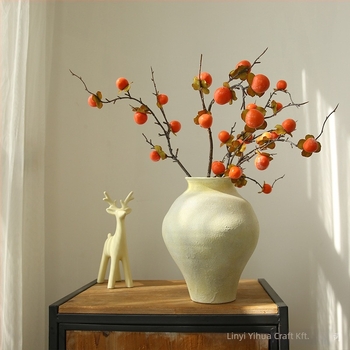 Művirág selyemből, 6 fejű vad persimmon, modern minimalista stílus, otthoni dekoráció