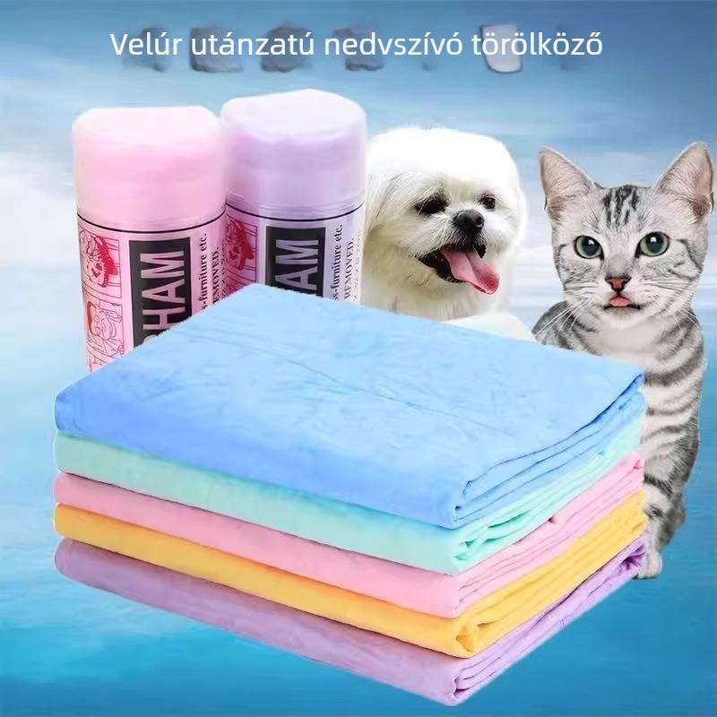 Háziállatok számára gyorsan száradó, nedvszívó törölköző macskáknak, vastag, imitált őz bőrt utánozó anyagból