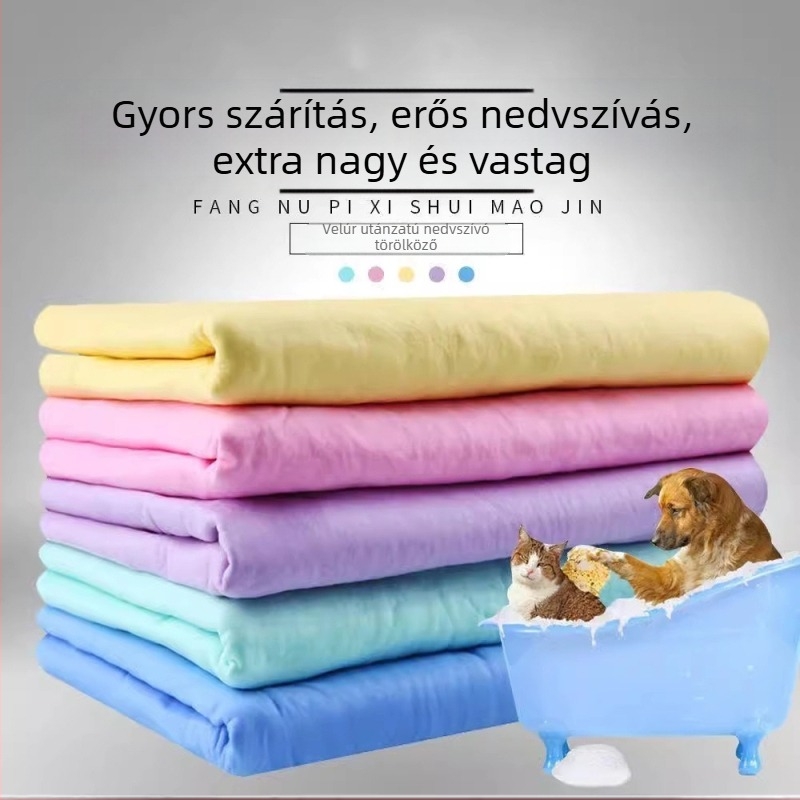 Háziállatok számára gyorsan száradó, nedvszívó törölköző macskáknak, vastag, imitált őz bőrt utánozó anyagból