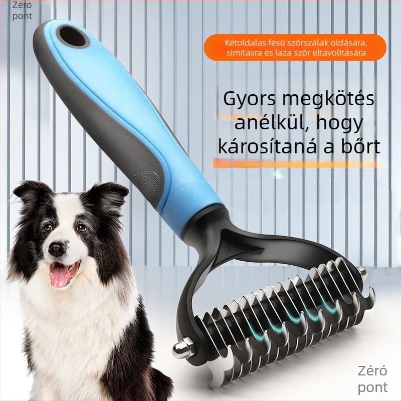 Csomóoldó fésű kutyáknak — oldja a csomókat, eltávolítja a laza és úszó szőrt, csökkenti a vedést, kisállat-gondozó eszköz