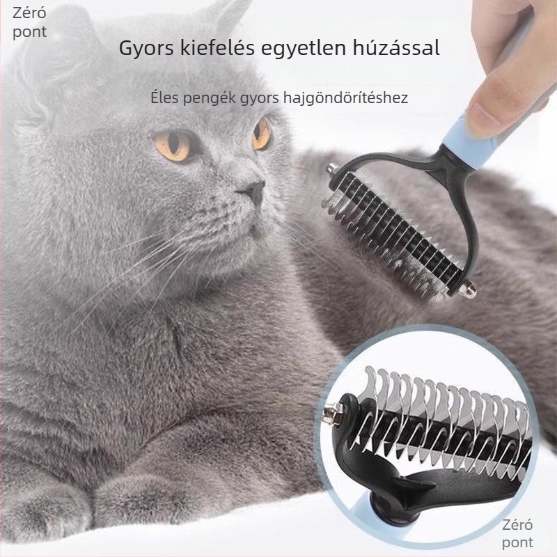 Csomóoldó fésű kutyáknak — oldja a csomókat, eltávolítja a laza és úszó szőrt, csökkenti a vedést, kisállat-gondozó eszköz