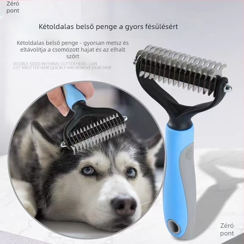 Csomóoldó fésű kutyáknak — oldja a csomókat, eltávolítja a laza és úszó szőrt, csökkenti a vedést, kisállat-gondozó eszköz