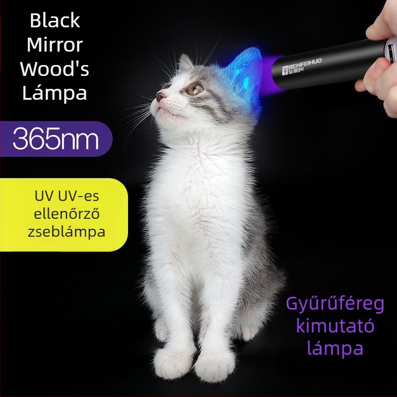 Macska körömgomba fluoreszcens detektáló lámpa, UV fény, műanyag test, csomagolás 240