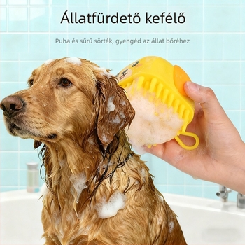 Kutyák számára készült fürdető kefe, szilikon + PP anyagból, masszírozó fürdető kefe, márka JX