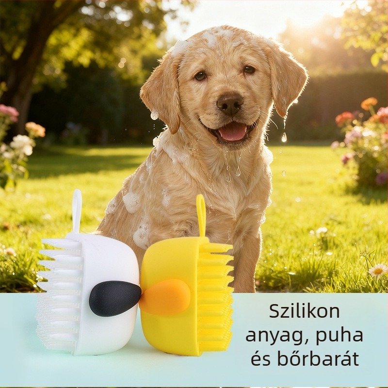 Kutyák számára készült fürdető kefe, szilikon + PP anyagból, masszírozó fürdető kefe, márka JX