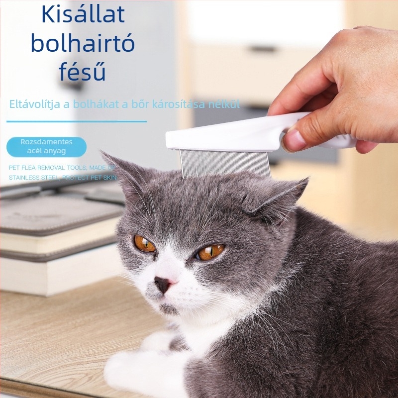 Bolha elleni fésű háziállatok számára (kutyák és macskák) – finom fogú fésű bolha- és tetű eltávolítására