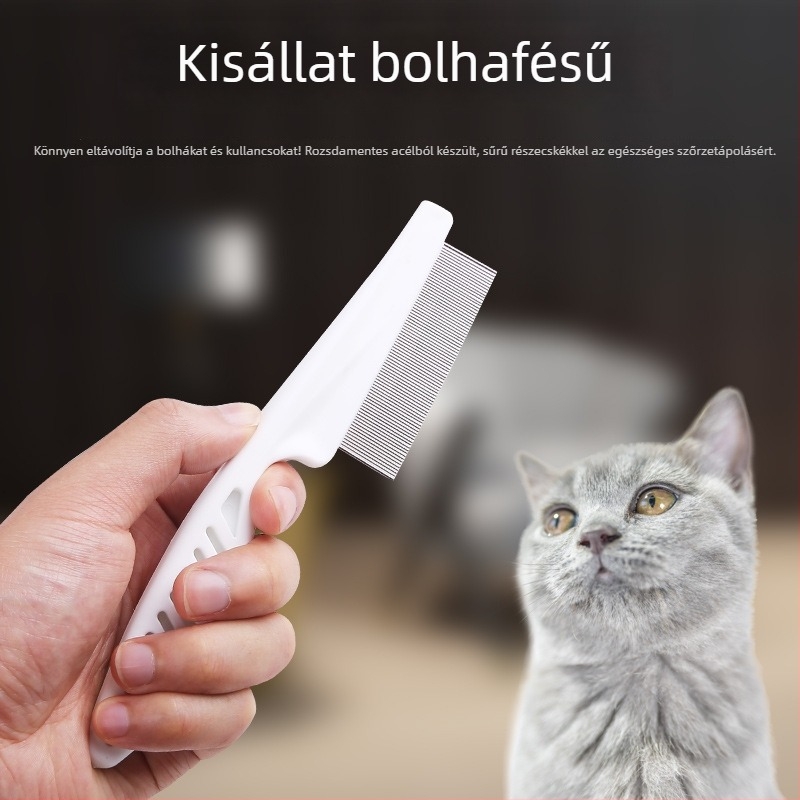 Bolha elleni fésű háziállatok számára (kutyák és macskák) – finom fogú fésű bolha- és tetű eltávolítására