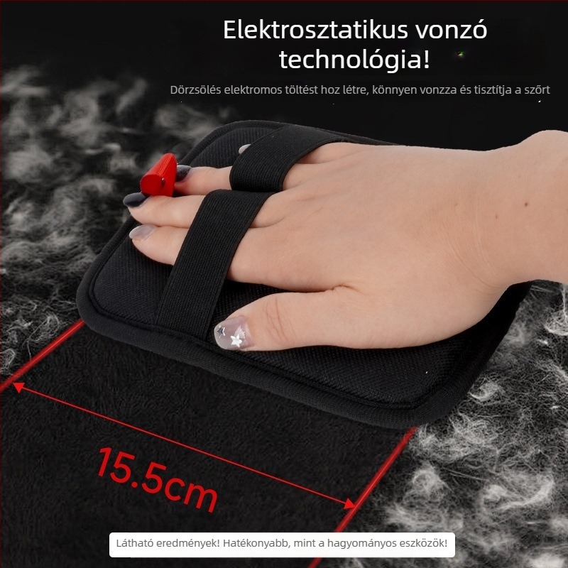 Állati szőrmentesítő kesztyű statikus töltéssel macskáknak — kétirányú szőrszedés, fésű-kefe, dobozban 200 darab