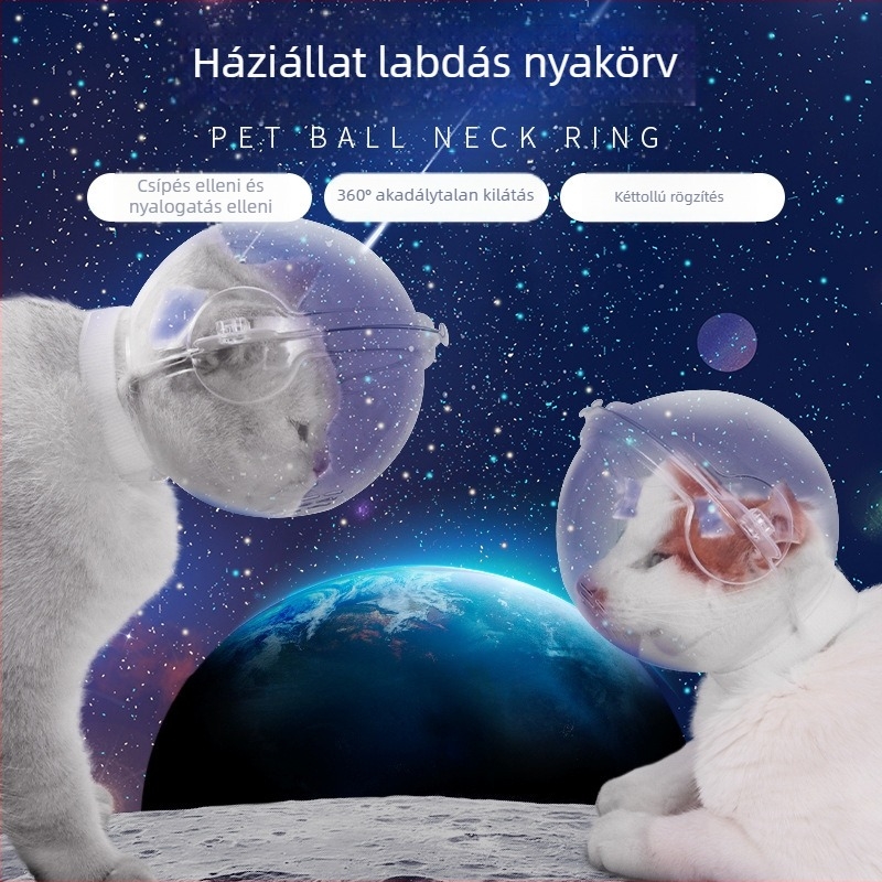 Macska fejvédő, lélegző, nyalás elleni, harapás elleni, fürdetéshez és körömvágáshoz